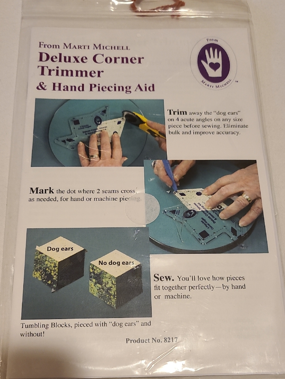 Template Quilting, Sewing Deluxe Corner Trimmer & Hand Piecing Aid 8217